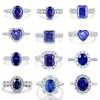 Wasserdicht Damen 925 Sterling Silber Saphir Iced Out Blau 5A 8A Zirkonia Ring Jubiläum Eheringe Schmuckherstellung