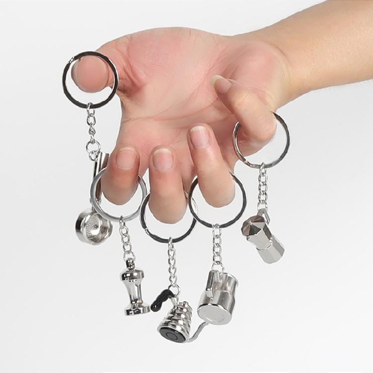 Pack of 5 Coffee Culture Symbolic Portafilter Keychain Espresso Machine Accessory Bag Pendant Metal Texture for Gifting