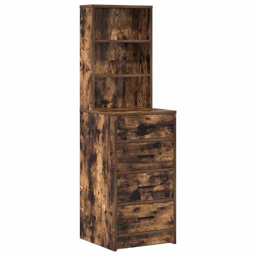 Makeup Table with Mirror Lighting (3 pcs) Brown Particleboard