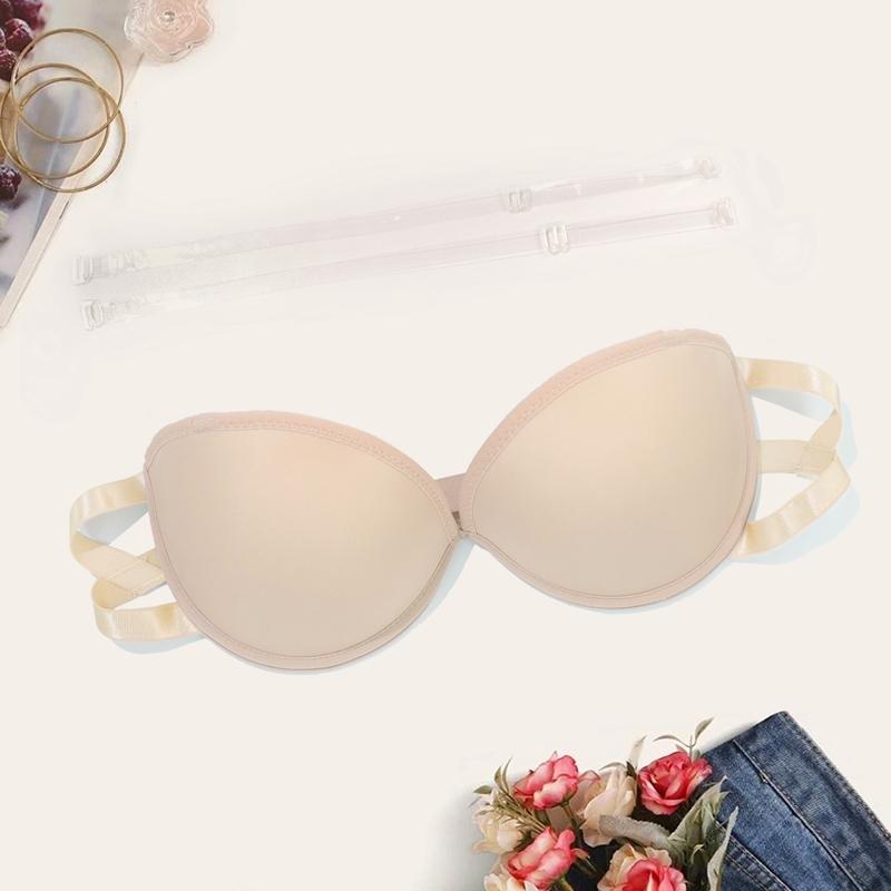 Sutiã invisível feminino de silicone antiderrapante alça transparente sem costas roupa íntima push-up demi sutiã para vestido de festa