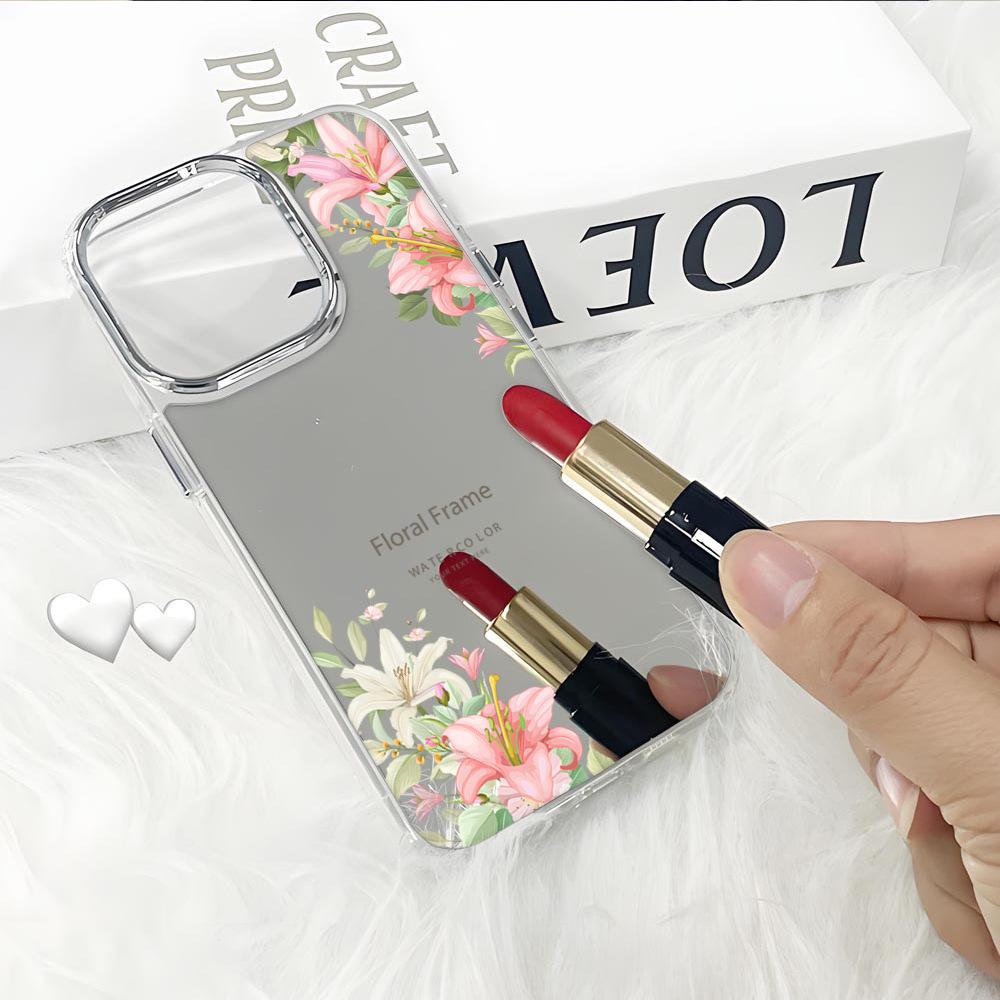 Hot-selling Makeup Mirror Mobile Phone Case iPhone15 Fresh Flower Anti-drop Makeup Mirror Mobile Phone Case Apple 17