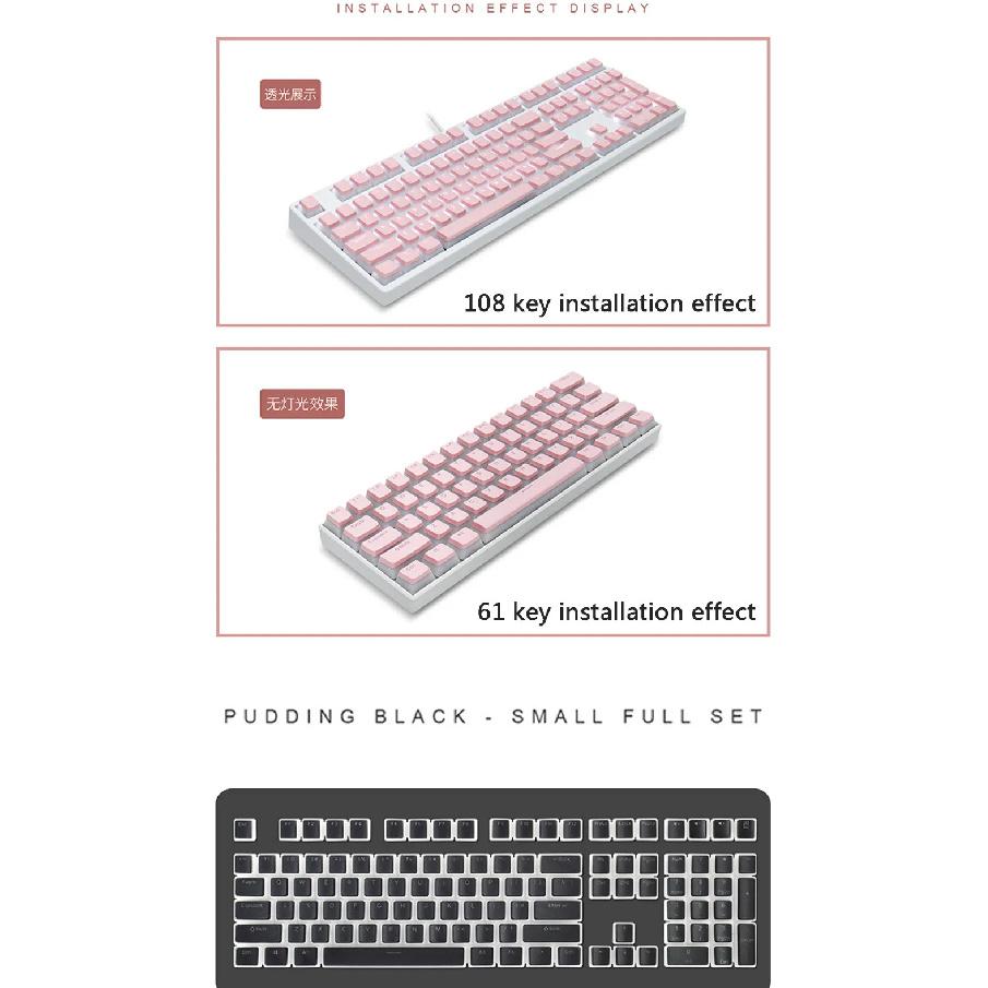 129Key General Pudding PBT Keycaps Two-color Injection OEM Translucent Keycap for 61/62/68/84/87/104/108/980k Mechanical Keyboar