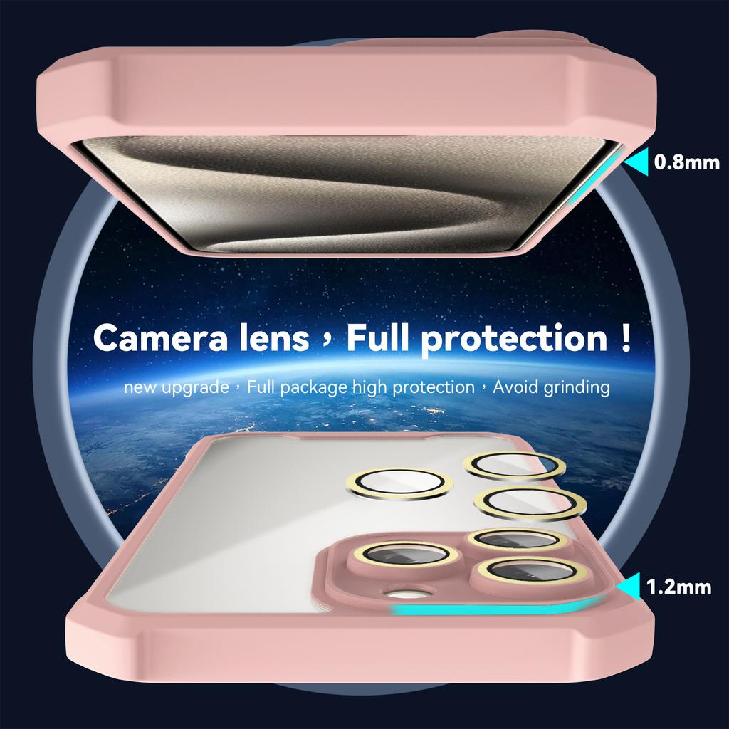 For iPhone 13 Pro Case Acrylic+TPU Reinforced Corners Protective Cover with Lens Film