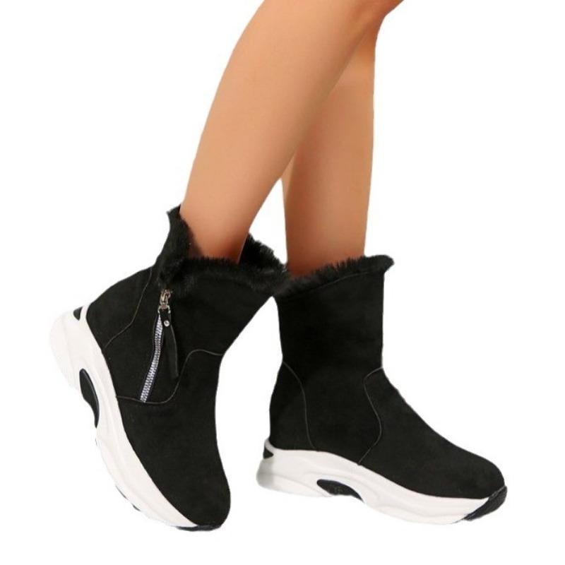 Warm thick-soled piled thickened snow boots women's new winter side zipper casual short boots