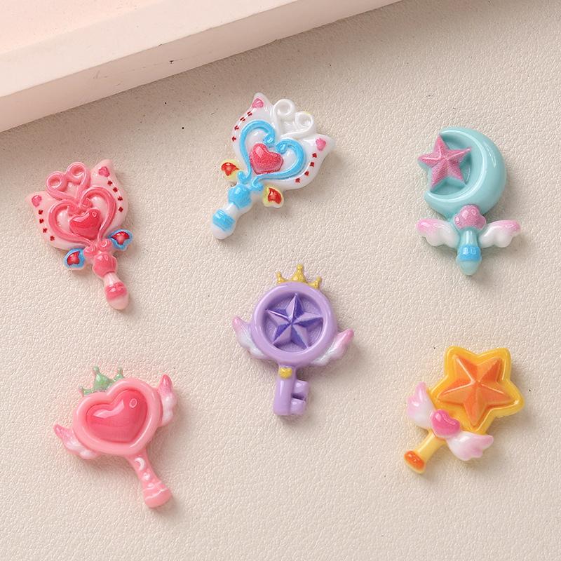 10 Pcs New Mini Kawaii Cartoon Small Magic Wand Series Resin Scrapbook Diy Miniature Ornament Accessories A21