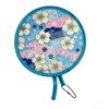 Round Flower Pattern Hand Fan Japanese Style Folding Fan Collapsible Flying Disk Fan With Pocket Portable Mini Fan Summer Travel