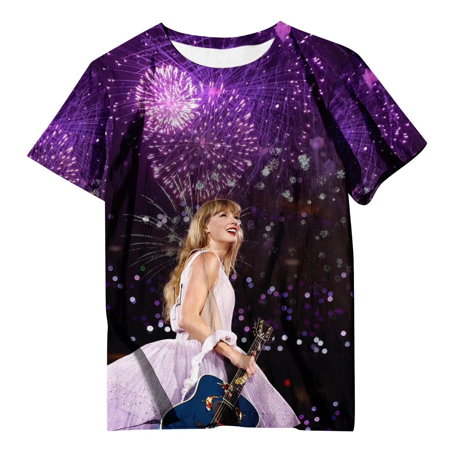 Мужская и женская повседневная свободная футболка с принтом и пуловер с круглым вырезом топ с короткими рукавами S фиолетовый 1450₽