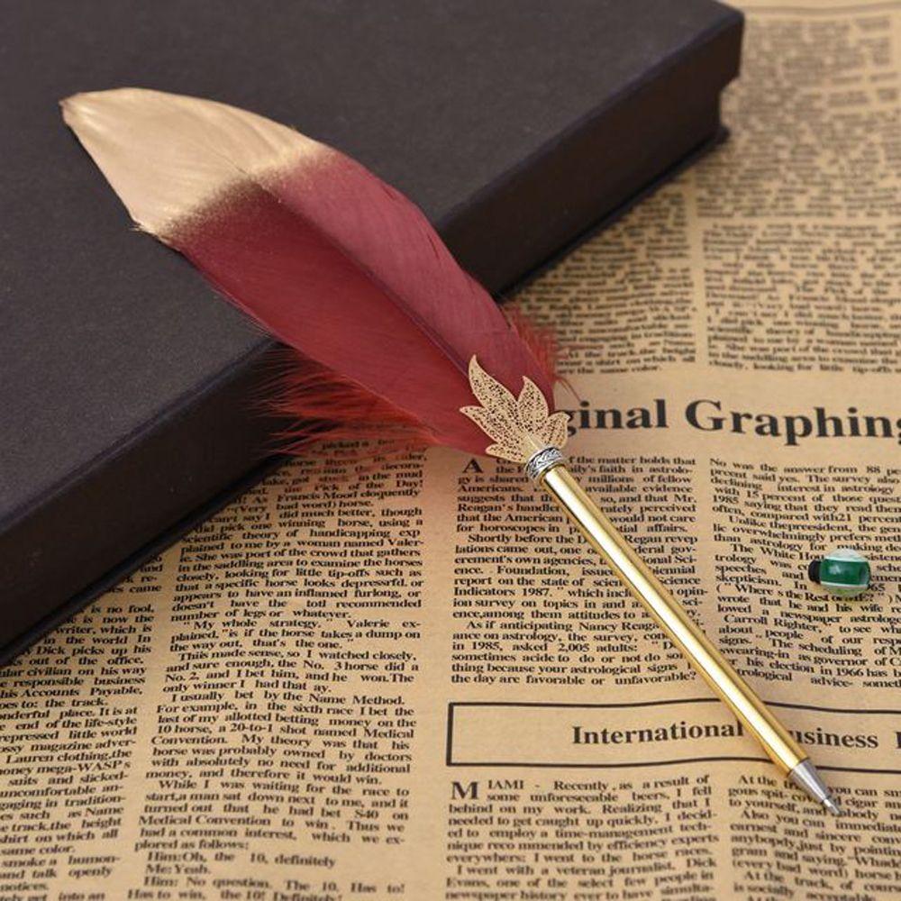 Fashion Student Stationery Gift Writing Supplies Ballpoint Pen Feather Decor Writing Pen 0.5mm