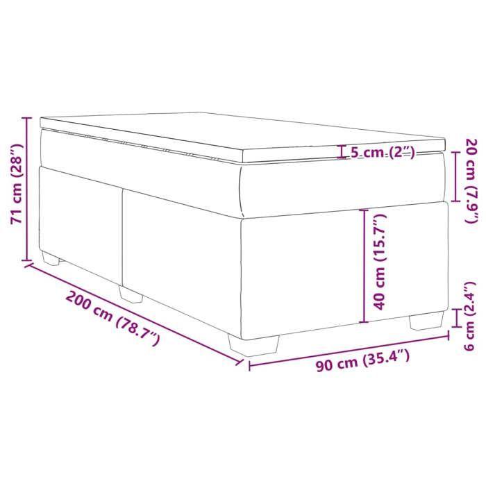 VidaXL Sommier à lattes de lit avec matelas Noir 90x200 cm Tissu, lit, lit à plate-forme, lit à panneaux, meuble de chambre 3285104