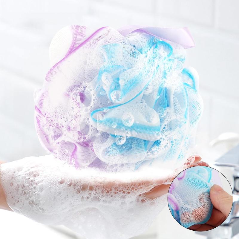 Bath Sponges Loofahs 70 Grams Large Size,4 Pack Shower Sponge Exfoliating Cleaning Bath Loofa Body Scrubber Balls for Washing
