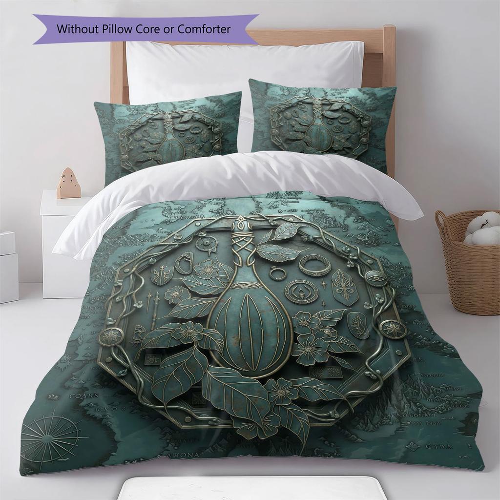 EmbossedAllianceTotem Pattern Bedding Quilt Set Quilt Cover Pillowcase Home Decoration Birthday Gift (1 * duvet cover + 2 * pillowcase, without core)