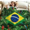 Bandeira Brasileira Print Flannel Blanket High Quality Warm Comfortable Cover for All Seasons Perfect for Gifts Home Decor