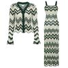High quality spot summer and autumn new thin long-sleeved top knitted sweater jacket + sleeveless dress set 2598