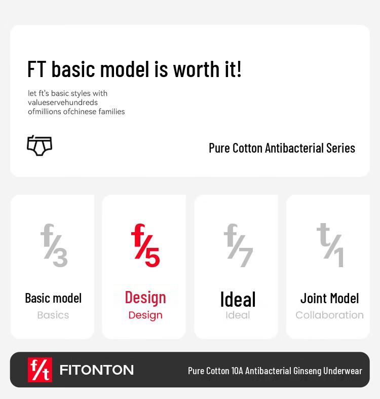 FitonTon Men's Pure Cotton Ginseng Antibacterial Boxer Briefs