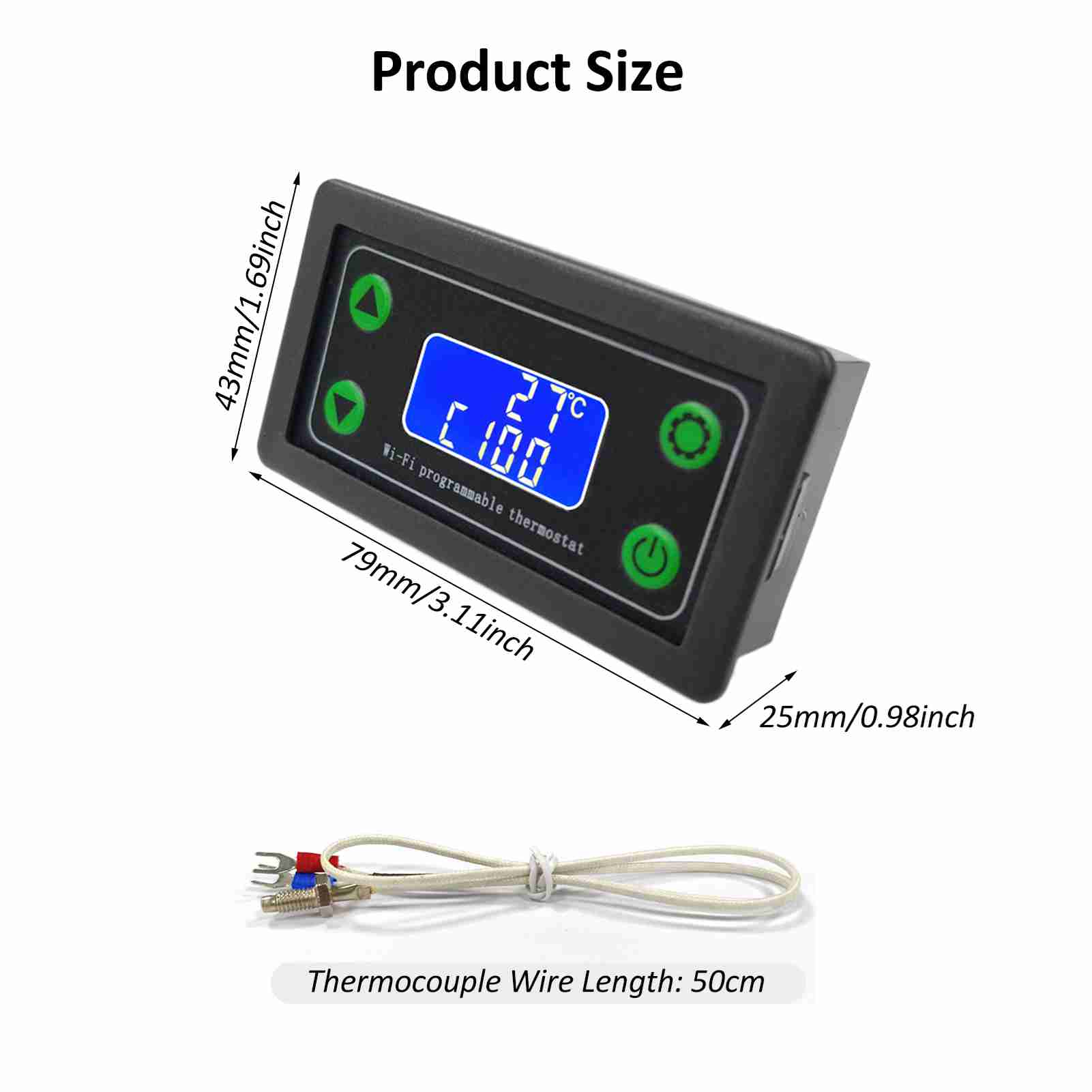

WiFi Remote Temperature Controller, LCD Display with K-Type Thermocouple, for Industrial Use Drying Box Incubator
