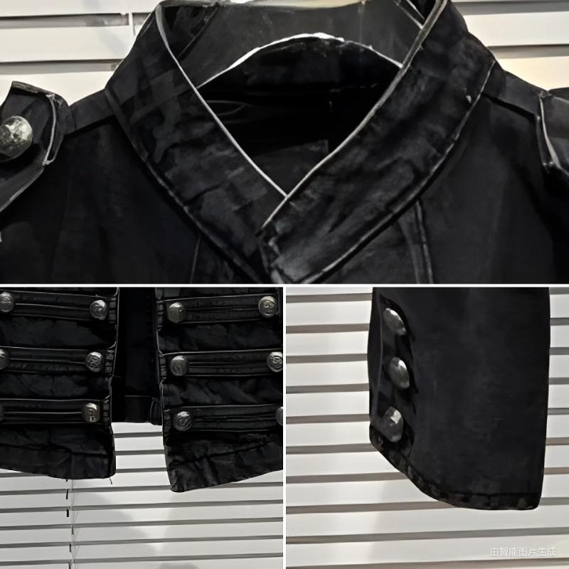 Black Stand Up Collar Denim Jackets Vintage Washed Motor Coat Women Autumn Loose Long Sleeve Outerwear