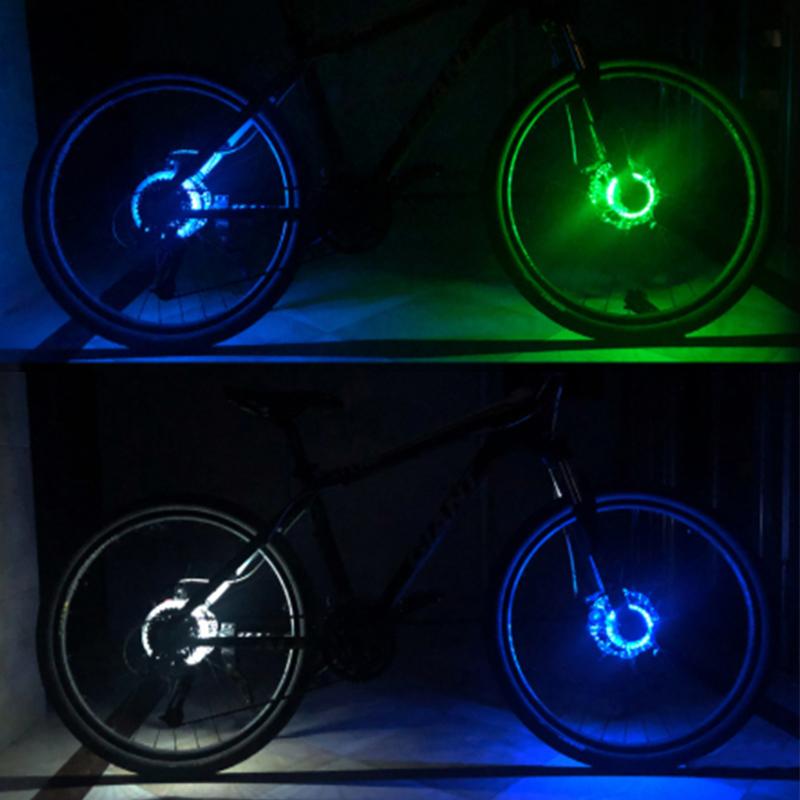 LED Bicycle Wheel Light Auto On Off Rechargeable Waterproof Front Tail Hub Lamp for Night Road Cycling Safety