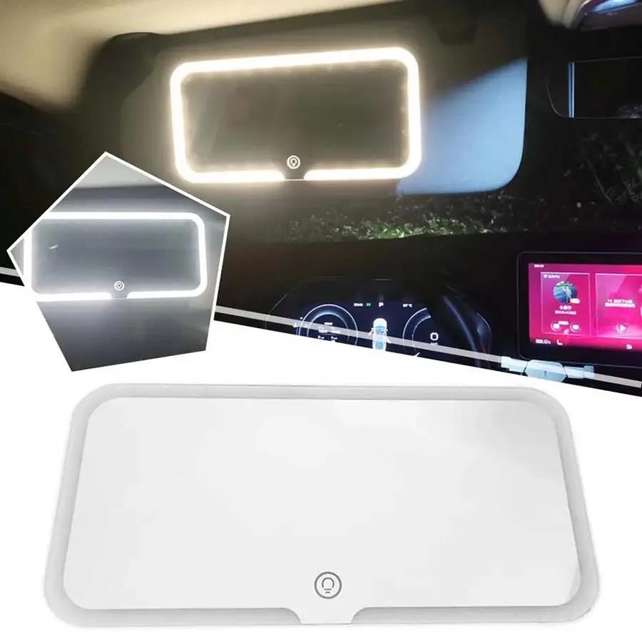LED Car Sun Visor Vanity Mirror with 3 Light Modes and 60 LEDs Rechargeable Cosmetic Makeup Car Mirror Charging Vanity Mirrors Interior Mirrors6