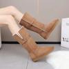 Fashion Winter Women's Short Plush Suede Snow Boots Fashion New Keep Warm Flat Mid Calf Boots for Women Platform Shoes