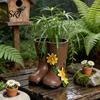 Outdoor Decorative Vase Small Rain Boots Planter Pot Rustic Cute Boot Flower with Drainage Weatherproof Garden Decor Hole for Succulents Herb Flowers