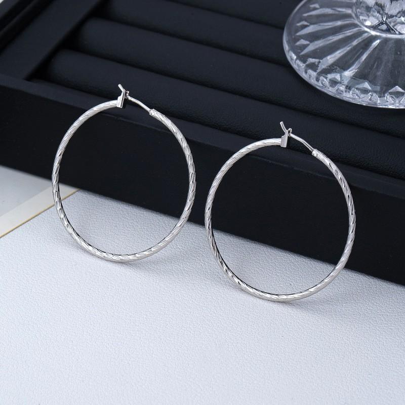 Thickened Electroplated Minimalist Hoop Earrings Round Face Women Korean Style Fashion Jewelry