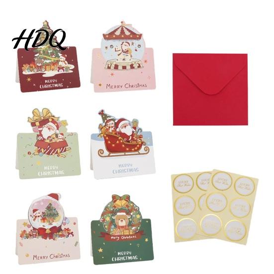 Holiday Souvenirs 10 Pcs 3D Christmas Greeting Card Cute Tree Santa Snowman Claus Cards Wreath Design for Festive Messages Wishes
