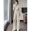 Sommer Batik Leinen Weitbein Hose Hohe Taille Locker Lange Hose für Damen