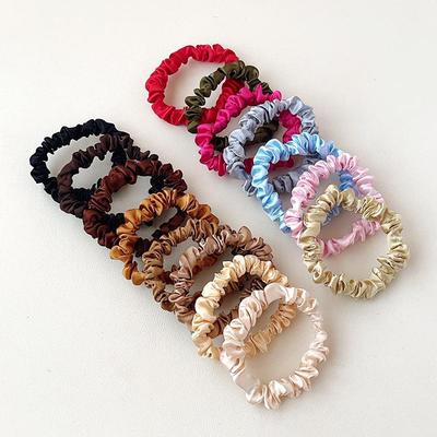 European Retro Satin Elastic Hair Tie – Solid Color Ponytail Rubber Band