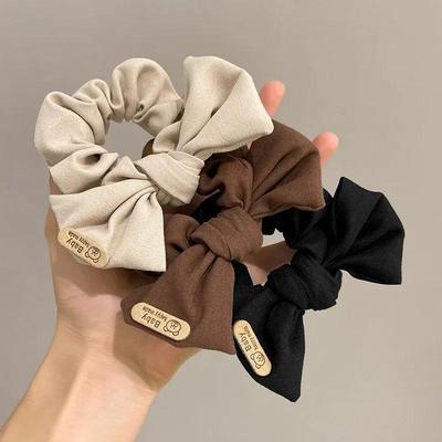 Koreańskie gumki do włosów Scrunchy Big Bow Hair Ropes Jednokolorowe akcesoria do włosów dla dziewcząt Tkanina Tkanina Opaska do włosów Retro Damska gumka do włosów