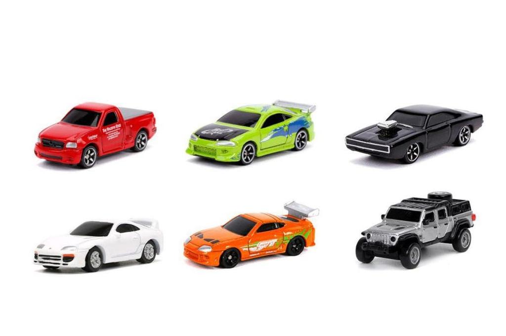 JADA TOYS Nano Fast & Furious 6-Car Set Supra, Eclipse, Jeep, Charger, F-150 Fast & Furious Die-Cast Cars
