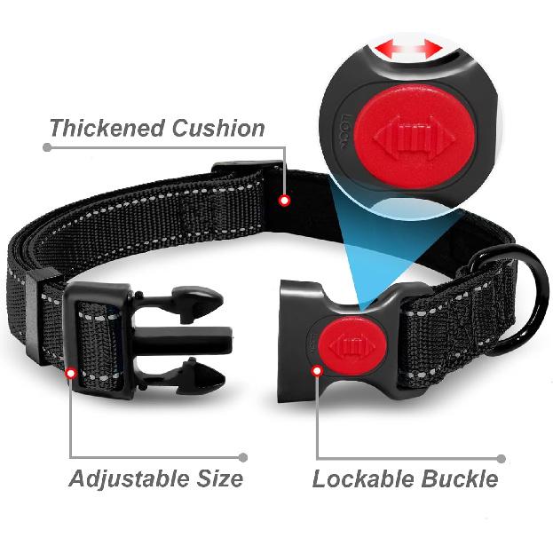 Double-Sided Reflective Dog Leash, 5 FT Padded Handle Nylon Dogs Leashes for Medium & Large Dogs Walking, Reinforced Reflective Buckle Dog Collar,