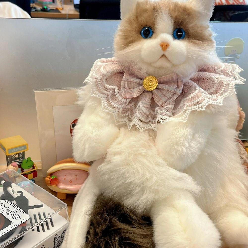 Stuffed Animals Cat School Bags Super Realistic Animals Plush Bag Plush CAT Backpack  Baby Bag