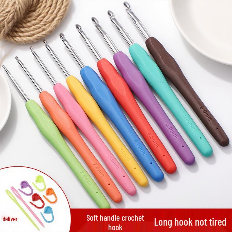 Soft Grip Crochet Hook Set: Handmade Yarn Dolls, Stainless Steel Needles & Knitting Materials