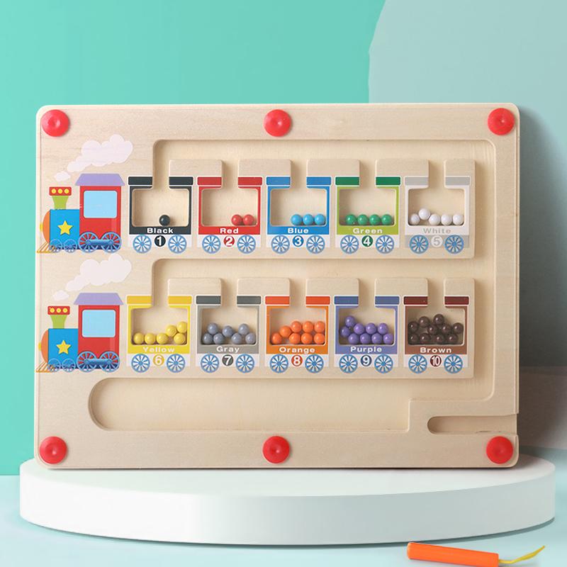 Children Montessori Toy Magnetic Pen Moving Ball Game Color Sorting Counting Board Fine Motor Training Sensory Educational Toys