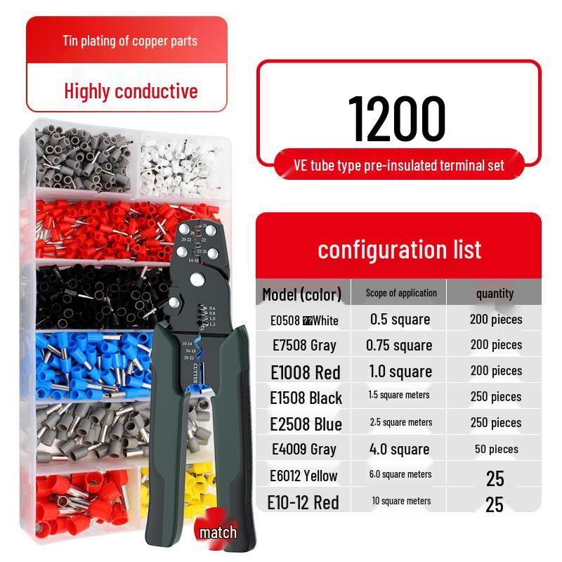 VE Cold Crimp Terminal Kit with Pliers - Quick Wiring Tool for Electricians