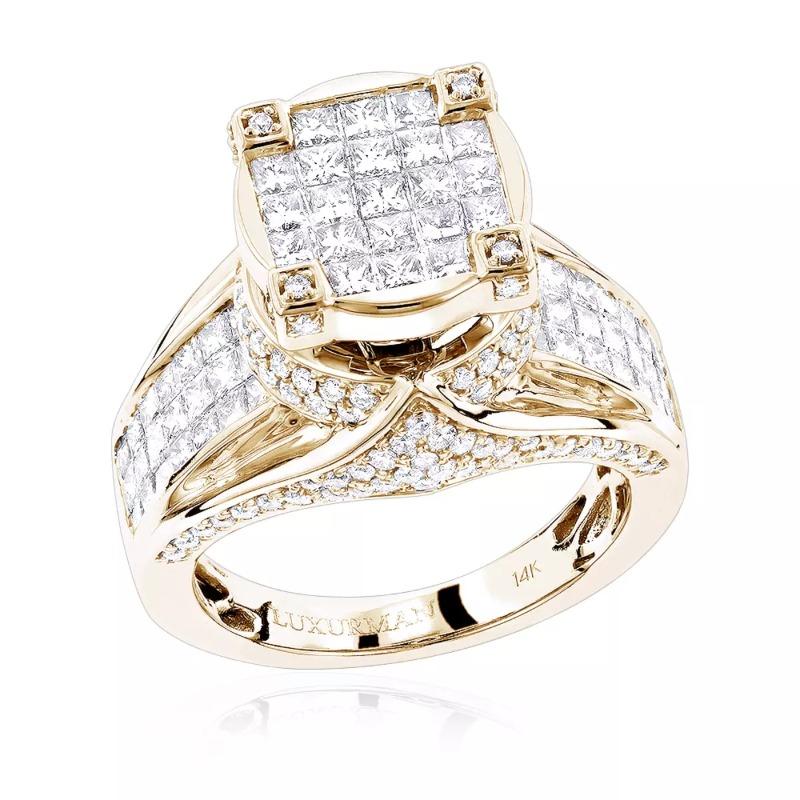 Luxury Inlaid White CZ Women's Ring Elegant Gold Color Geometry Daily Wear Party Jewelry Anniversary Gift
