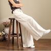 Pantaloni Larghi a Vita Alta Primavera Estate Donna Morbidi Cotone Lino Pantaloni Drappeggiati Casual Lunghi