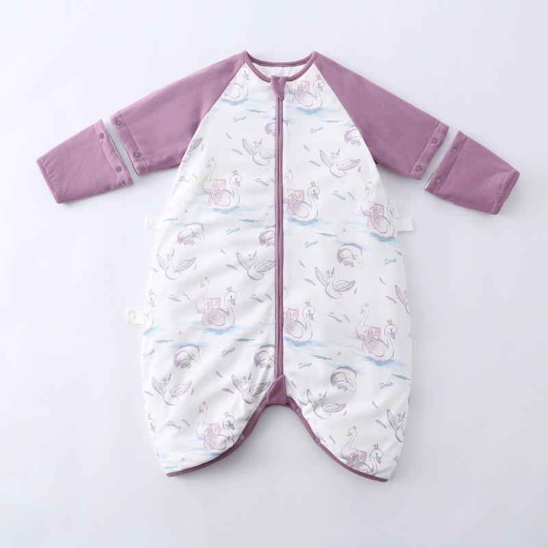 Infant Sleep Sack With Leg Separation 600g Warmth Cotton Detachable Sleeves Anti-Kick Design Toddlers 1-3 Years