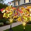 2/1PC Solar Butterfly Flower Floor Lamp, Outdoor Solar Courtyard Lamp, Metal Pole, Very Suitable for Garden, Courtyard and Lawn Decoration