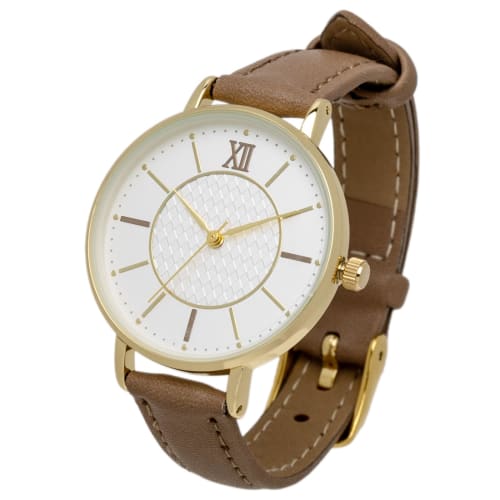 

Fieldwork Women s Analog Watch with Leather Strap, Lightweight, Gray, Slant ASS180-4
