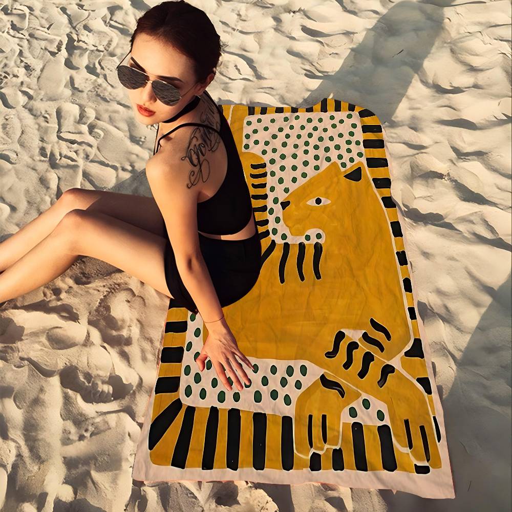 Ancient Egypt Tiger Leopard Beach Towel Colorful Bath Towels for Girl Microfiber Quick Dry Sand Free Beach Yoga Spa