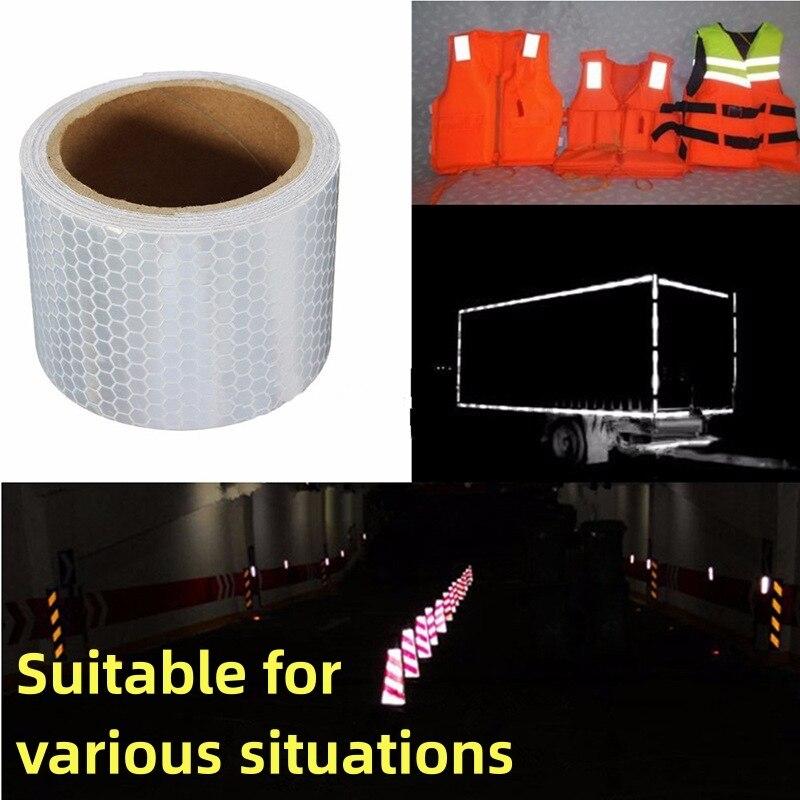 100cm 5cm Warning Light Reflector Protective Sticker Warning Tape Reflective Film Car Safety Mark Reflective Strip Stickers