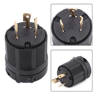 NEMA L6-30P Generator Locking Connector   Lock Male, 3 Pole, 3 Wire, Electrical Connector Fit for 30A 250V Generator Power Outlet Black