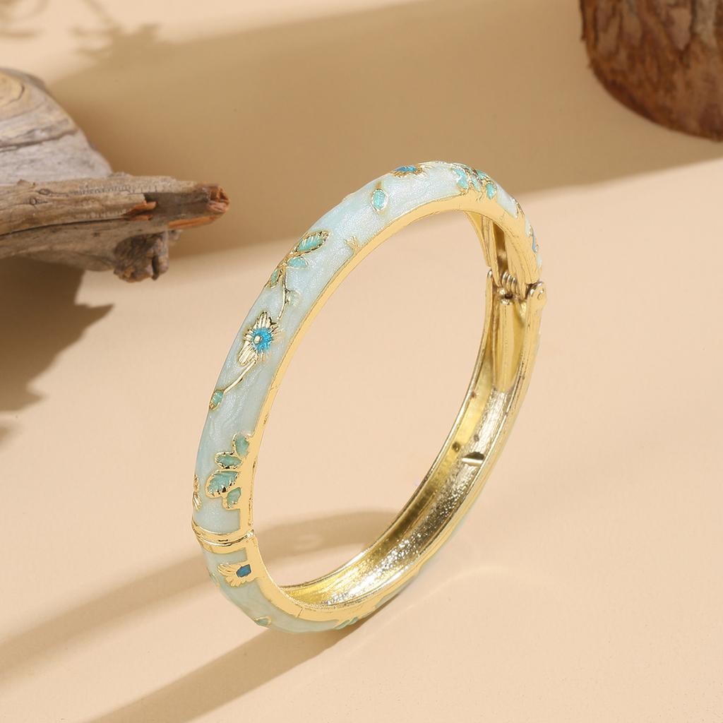Vintage Bracelet For Women Small Flower Ethnic Style Cloisonne Bangles Women's Elegant Jewelry Gifts