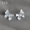 Gradient Crystal Butterfly Silver Earrings with Cubic Zirconia - High-End, Versatile, and Stylish.
