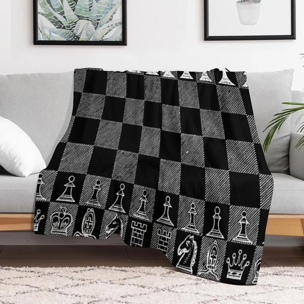 Chess Fan Chess Player Grand Master of Chess White Throw Blanket All Season Lightweight Soft Blanket for Bed