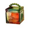 Artistic Square Candies Holder Clear Glass Featuring Intricate Embossed Detail Household Storage Jar