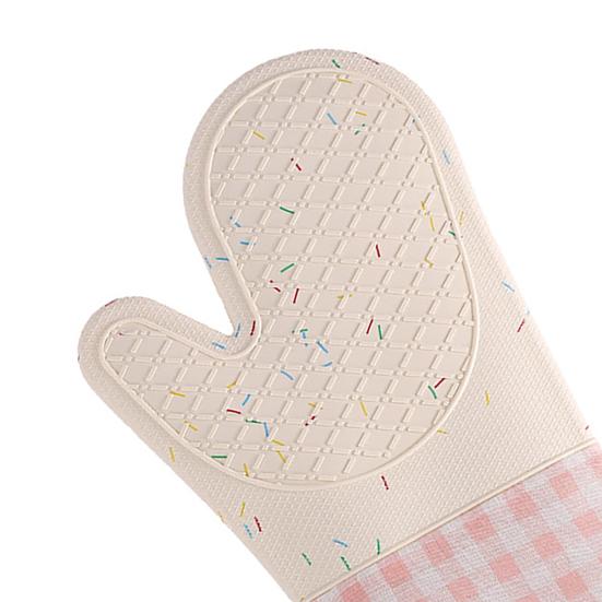 Oven Mitts Insulated Gloves Heat Resistant Silicone Kitchen Gloves with Anti-Slip Horizontal Stripes Thick Grip Reusable Kitchen Gloves Home Family