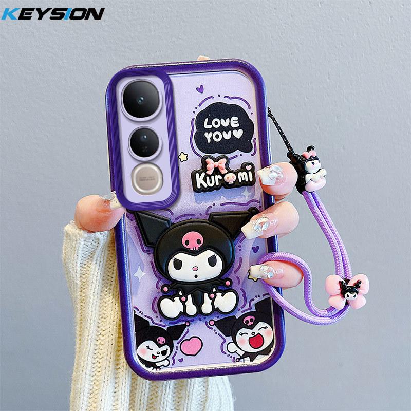 KEYSION Shockproof Case for VIVO V50 Lite 5G with Lanyard Soft Silicone Cute 3D Cartoon Doll Phone Cover for VIVO V50 Lite