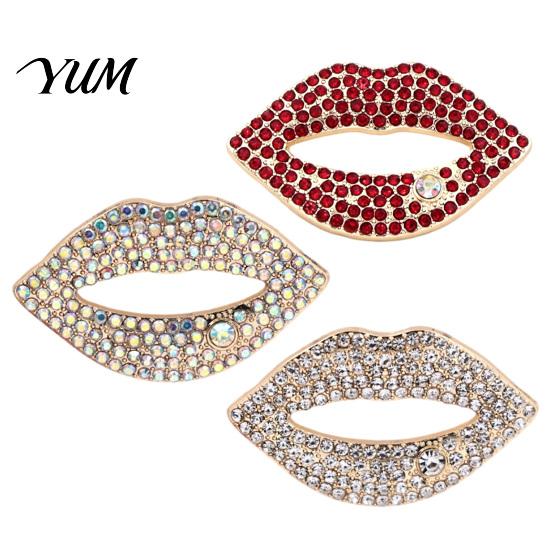 Clothing Pins Sexy Rhinestone Lip Brooch for Women, Red Shape Lapel Alloy Bags Pin Pin, Accessory Suits Coats Scarves Shawls Bag Decoration